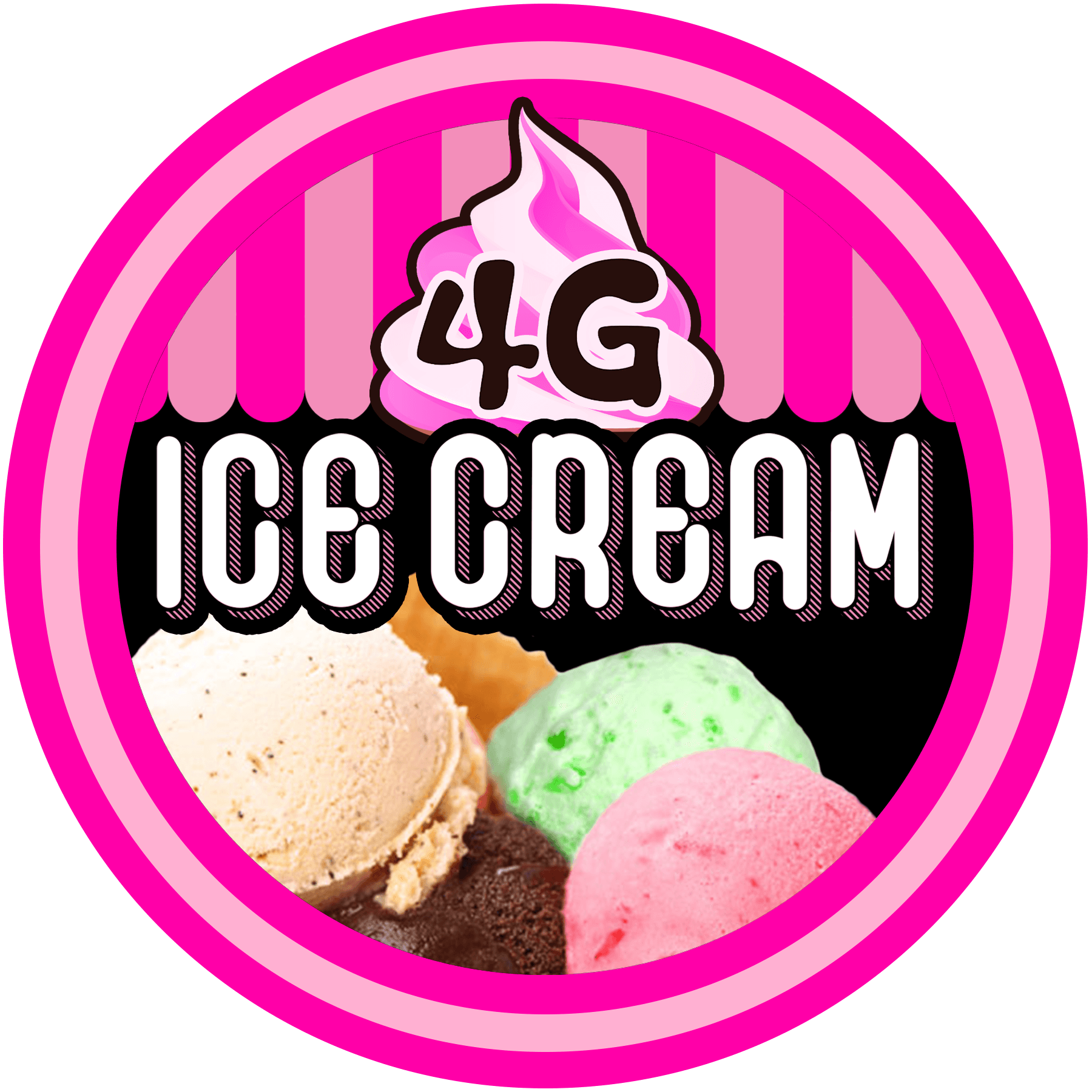 4G Ice Cream House logo with colorful ice cream scoops